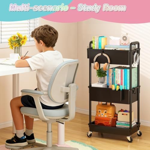 SUNALLY Baby Diaper Caddy Cart,3 Tier Rolling Diaper Cart for Nursery - Image 5