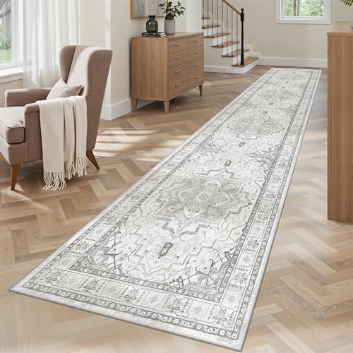 Madane Washable Runner Rugs 2x10 Long for Hallway Kitchen, Grey by Madane