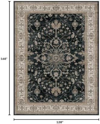 RELEANY Washable Area Rug, Large 10'x14', Black/Vintage/Beige - Image 2