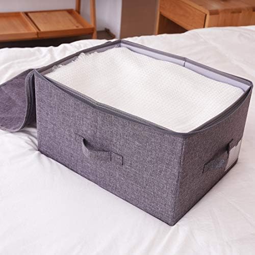 2Pcs Fabric Folding Washable Wardrobe Clothes Storage Baskets with Zip Lid - Image 7