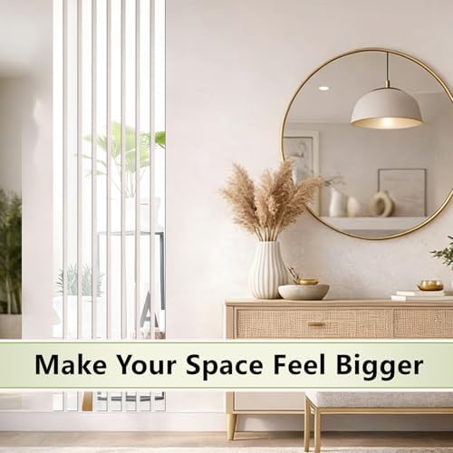 40Pcs Silver Acrylic Mirror Strips, Peel and Stick Mirror Wall Stickers, 1.18 x 13.78 in Vertical Mirror Wall Decor for Entryway, Bedroom, Hallway, Apartment (40, Silver) - Image 3
