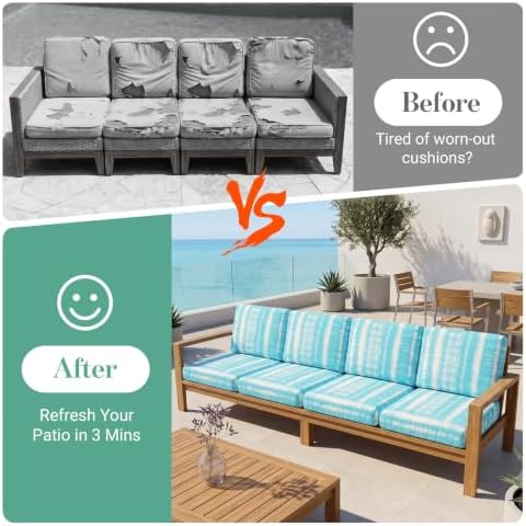 8Pcs Patio Cushion Covers Stretch Outdoor Furniture Protector Slipcovers - Image 4