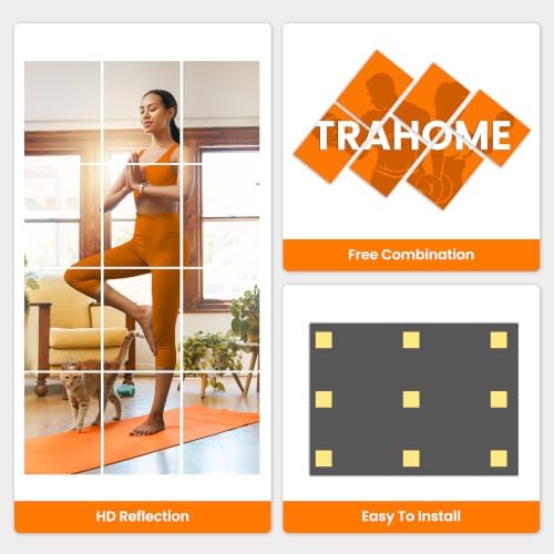 TRAHOME Wall Mirror Tiles, 16"x12"x12PCS Full Length Home Gym Mirror - Image 6