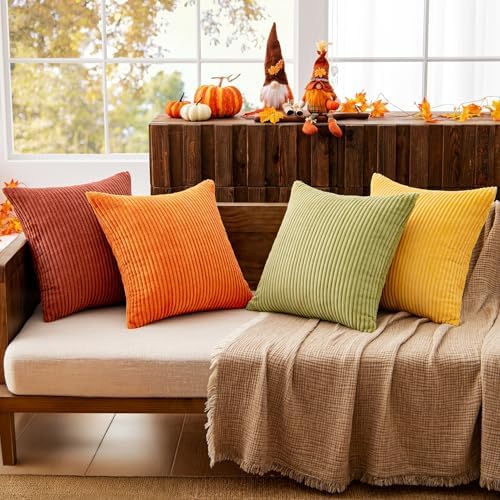 MIULEE Fall Decorative Throw Pillow Covers Yellow Orange Rust 20x20 - Image 2