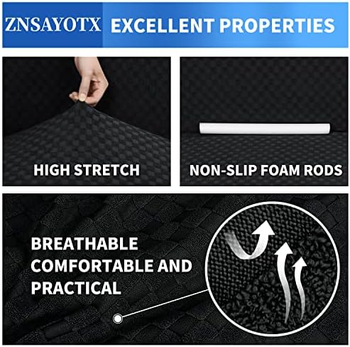 ZNSAYOTX 1 Piece Jacquard Couch Covers for 3 Cushion Couch Living Room High Stretch Sofa Cover Pets Dogs Friendly Anti Slip Thickened Slipcovers Furniture Protector (Sofa, Black) - Image 5