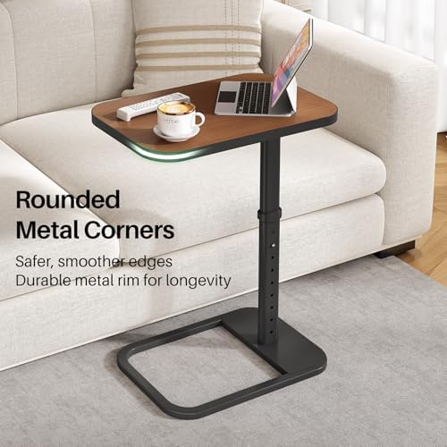 Kitstorack Upgraded TV Tray Table with Panel Lock, 90° Flip-Over Design & Adjustable Height, Sofa Arm Side Table for Eating, Laptop, Couch, Bed, or Small Spaces, Espresso - Image 6