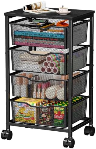 Hongtamoya Rolling Cart with Drawers, Storage Cart with Wheels, Black - Image 2