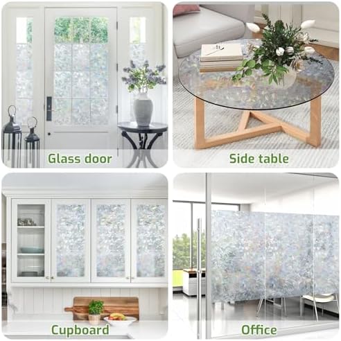 LUTE Rainbow Window Privacy Film, 3D Decorative Stained Glass Cling, Silver - Image 5