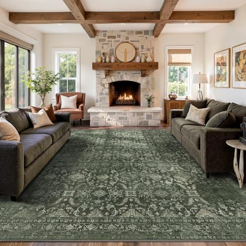 Rugxara Green 9x12 Area Rugs for Living Room Bedroom Large Washable Rug by Rugxara