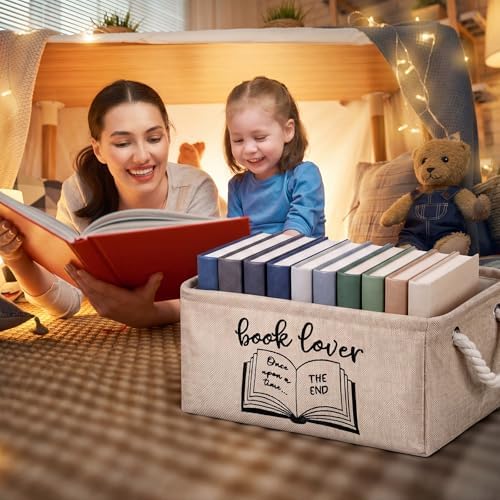 Marsui Book Lover Gifts Book Storage Basket, Reading Corner Organizer Supplies Classroom Storage Bin Bookish Accessories Bookworm Gift for Teacher Club Members Student Reading Corner Accessories - Image 6