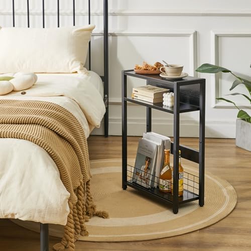 IBUYKE 3 Tier Narrow Side Table,with Magazine Rack, Black UTMZ001B - Image 2
