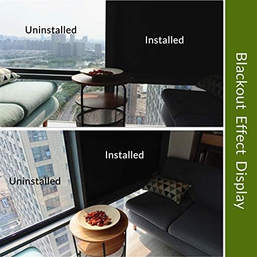 VELIMAX Static Cling Total Blackout Window Film Privacy Room Darkening Window Tint Black Window Cover 100% Light Blocking No Glue (17.7 x 157.4 inches) - Image 5