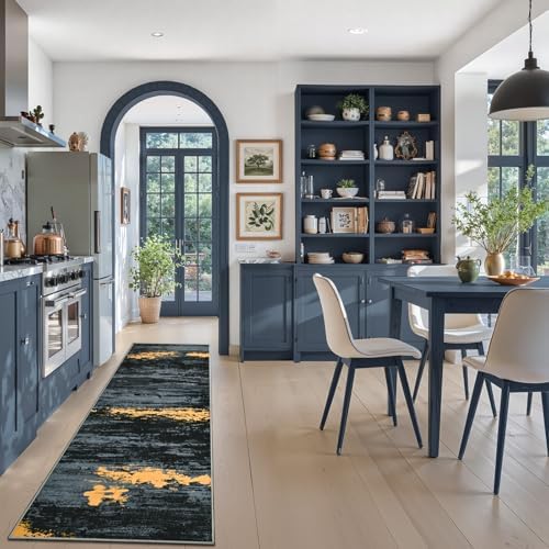 Toneed Washable 2x6 Non-Slip Abstract Runner Rug for Hallway Kitchen - Image 2