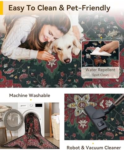 RELEANY Washable Area Rug, Small 2'6"x4', Red/Black - Image 4