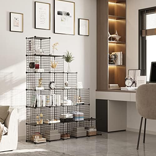 C&AHOME Wire Cube Storage, 20-Cube Organizer Metal, Wire C Grids, Black - Image 5