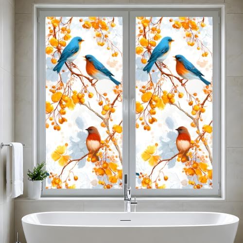 Birds Privacy Window Film, Decorative Window Privacy Film, Removable Static Cling Window Film for Kitchen Bathroom Renters 17.5 x 39.4 Inch - Image 5
