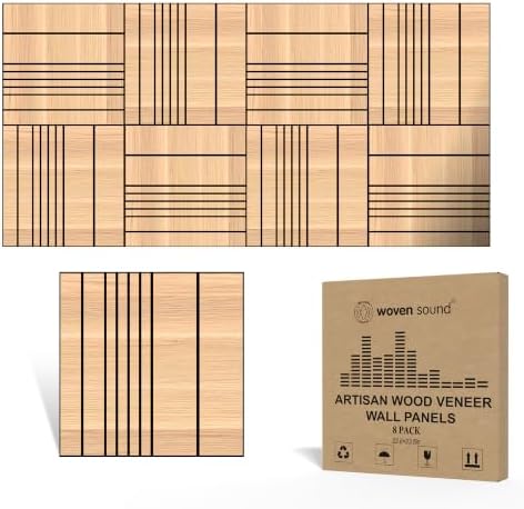 WoveN SounD Acoustic Wall Panels, Natural Oak, 8 Pack, 23.6x23.6 in by WovenSound