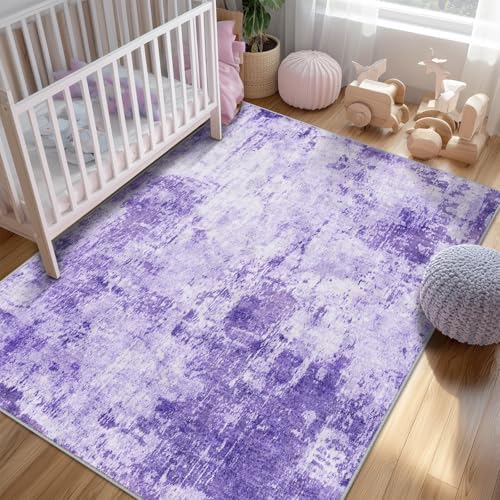 RELEANY Washable 8'x10' Abstract Area Rug for Living Room Purple - Image 3