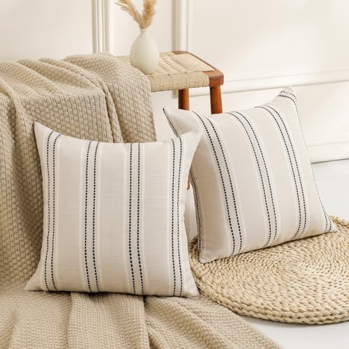 Hckot Black Striped Throw Pillow Covers 20x20 Set of 2 Boho Pillow Covers - Image 3