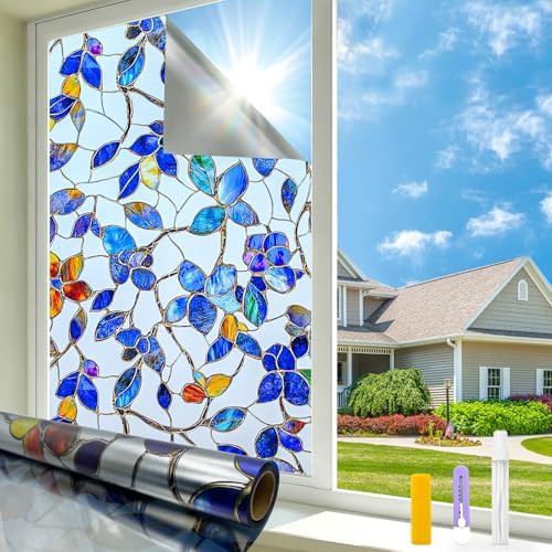 24H Privacy Heat Insulation Static Cling Decorative Glass Film17.5x78.7in by Countewolwindowfilm