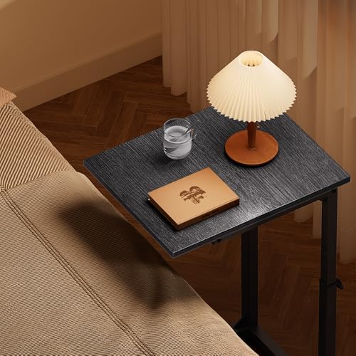 Vagusicc C Shaped End Table with Charging Station, 33" Tall Side Table for Couch, Adjustable Height C Table End Table, Couch Table Slide Under Sofa Table TV Tray Table for Living Room, Gray Walnut - Image 5