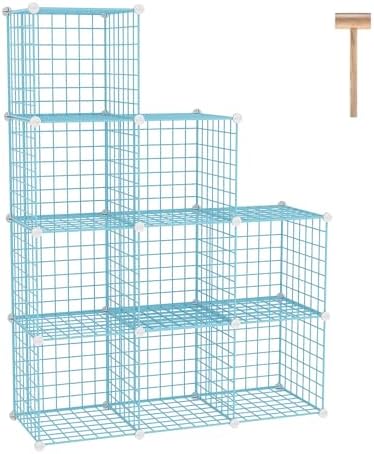 C&AHOME Wire Cube Storage, 9 - Cube Organizer Metal C Grids, Shelves, Blue by CAHOME