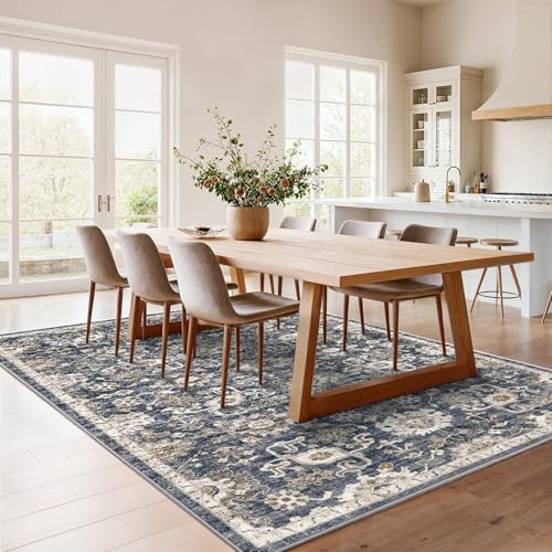 AMADA HOMEFURNISHING 5x7 Area Rugs, Washable Living Room Rug Low-Profile with Non-Slip Backing & Durable Edge Binding, Vintage 5x7 Rugs for Living Room, Bedroom, Dining Room - Image 3
