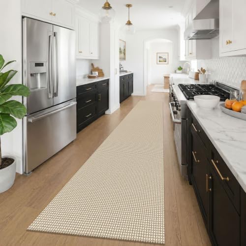 KOZYFLY Braided 2.5'x16' Runners Rugs for Hallway, Extra Long Washable Runner Rug, Woven Non Slip Kitchen Runner, Cotton Entryway Rug, Floor Carpet for Entry, Aisle, Hall, Ivory Beige - Image 3