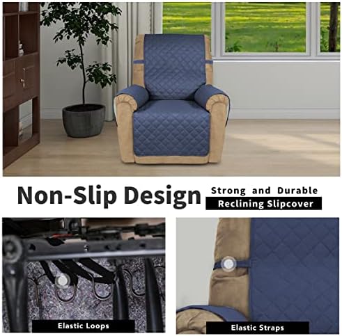 Easy-Going Reversible Couch Cover, Recliner 22 in, Dark Blue/Ivory - Image 3
