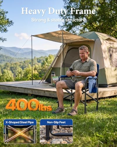 Heavy Duty Oversized Camping Folding Chair, Support 400lbs - Image 4