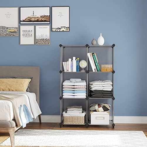 AWTATOS Cube Storage Organizer, Closet Organizers, 6 Cube Shelf, Grey - Image 4