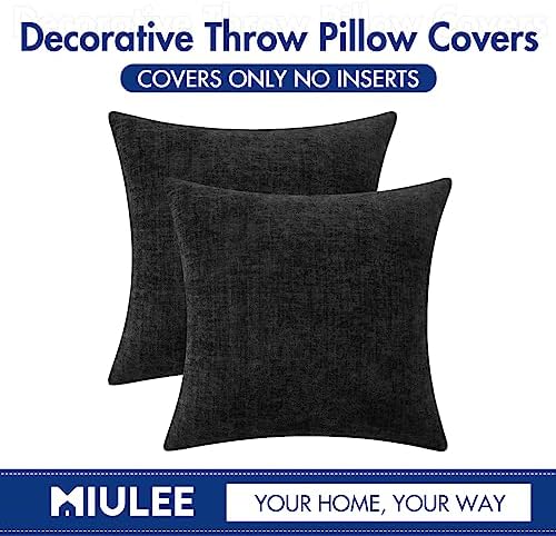 MIULEE Soft Chenille Throw Pillow Covers Black 20x20 Inch Pack of 2 - Image 6