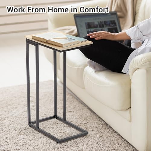 C-Shaped End Table - Slim Slide-Under Couch TV Tray Side Table - Image 5