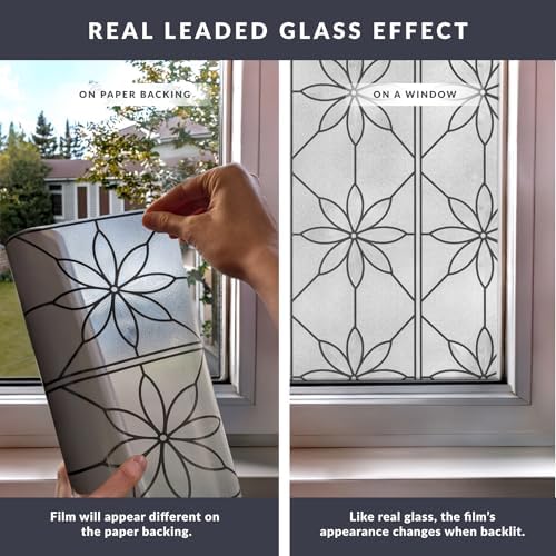 Daisy Window Privacy Film by Artscape - Textured Leaded Glass Design, Static Cling, Allows Natural Light in, UV Protection, Easy to Apply and Removable, Made in USA - 36 x 72 Inch - Image 5