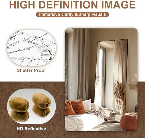 Delma Full Length Mirror with Stand, 70x30 Black Floor Mirror - Image 3