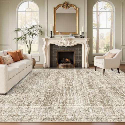 Soalmost Washable Area Rug 8x10 Large Soft Brown Rugs for Living Room by Soalmost