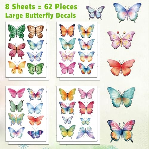 AOWDIAO 62 Large Butterfly Wall Decals - Peel and Stick Vinyl Wall Stickers for Room Decor, Safe for Walls, Repositionable - Image 2