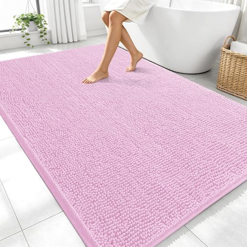 OLANLY Large Bathroom Rugs 70x46, Extra Soft Absorbent Chenille Bath Rugs by OLANLY