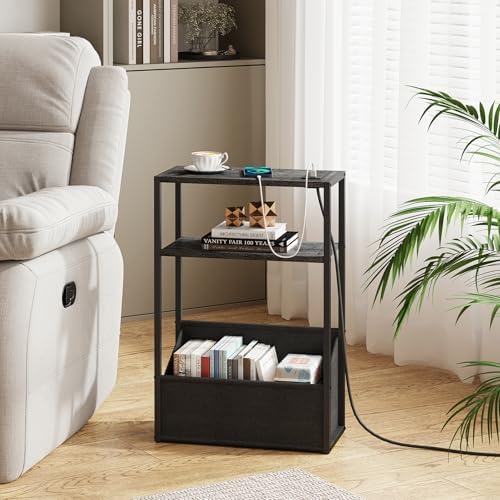 TUTOTAK Narrow Side Tables with Charging Station, Slim End Tables Set of 2 - Image 2