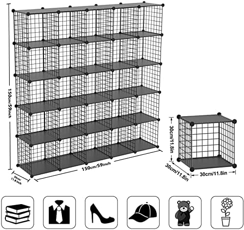 Wire Cube Storage Organizer, 25-Cube Metal Storage Shelves Bookshelf, Stackable Modular Closet Organizer for Bedroom Living Room, Office,Storage Shelves - Image 3