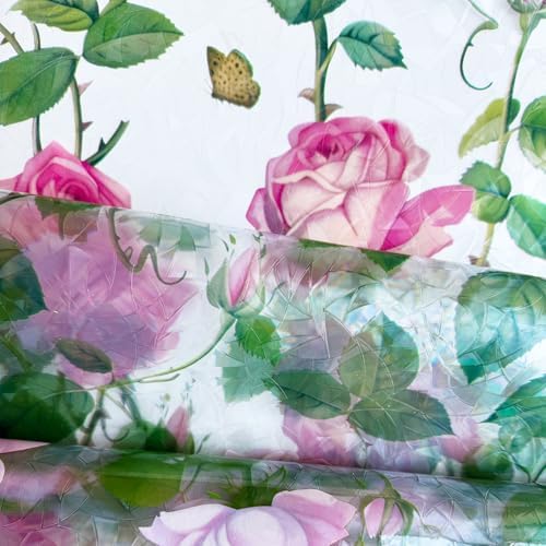 Pink Rose Stained Glass Rainbow Window Film Static Cling Tint 17.5x78.7in - Image 2