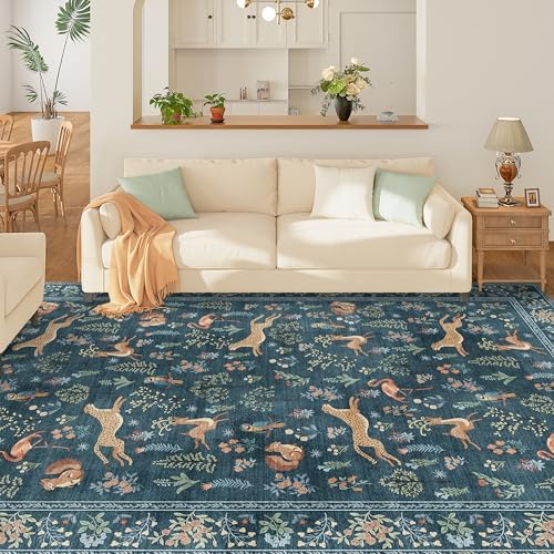DUKINO 8x10 Area Rugs, Washable Soft Animal Bedroom Rug Non Slip, Blue - Image 4