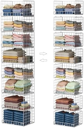 Yociyoga 8-Tier Stackable Closet Organizers and Storage Shelves, Foldable Closet Shelf Organizer, Stackable Storage Bins Drawers for Closet Organizer System, White(Patent No. 30022416) by FollowWithYociyogaTogether