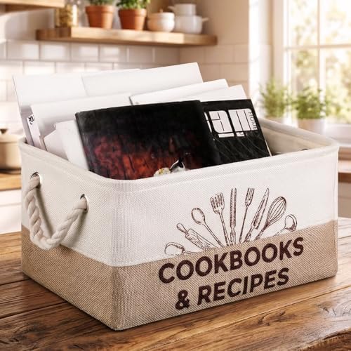 Marsui 1 Pcs Cookbook & Recipe Book Basket Cook Lover Gifts , White Brown by Marsui