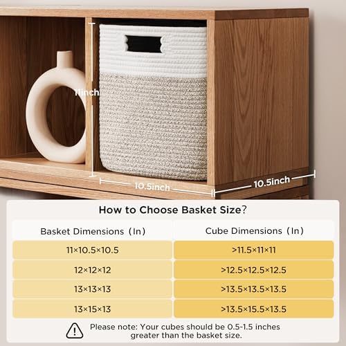 UBBCARE Storage Cubes 11 Inch, Cotton Rope Woven Baskets for Organizing, Cube Storage Bin for Baby Nursery, 2-Pack Square Toy Storage Baskets for Shleves Organizer, Closet, Kidsroom, Brown - Image 2