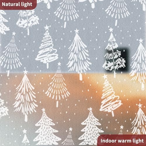 Christmas Window Privacy Film Pure White Xmas Tree Designs Static Clings Decorative Stained Glass Window Stickers Decals Holiday Christmas Static Decals for Winter Party Home Glass Windows 16.9*39.3in - Image 2