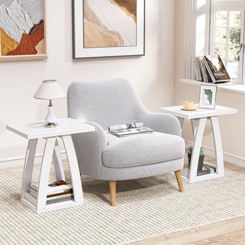 FROMJBEST End Tables Living Room, Side Table, White End Table Set of 2 - Image 3