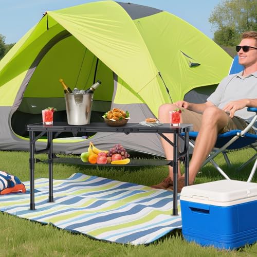 Anbte Folding Camping Table with Storage Net, 3ft Portable Table, 35" x 16" - Image 2