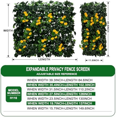 Artificial Expandable Ivy Privacy Fence Screen,Adjustable Size,Dense Leaf Panel,Perfect for Balcony,Garden,Fence Cover and Green Wall Decoration - Image 2