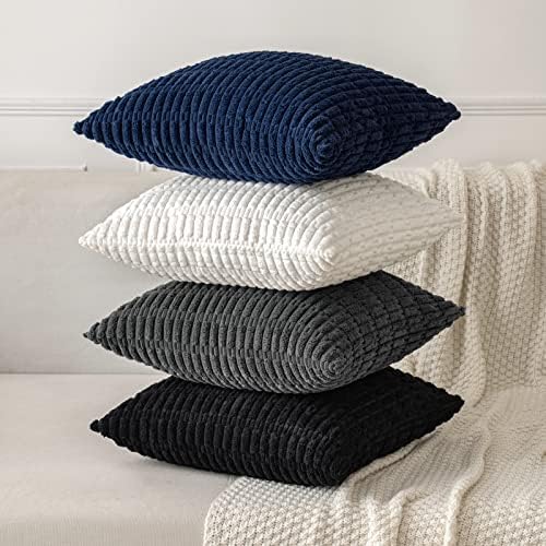 MIULEE Lumbar Corduroy Decorative Throw Pillow Covers 12x20 Black Pack of 2 - Image 4